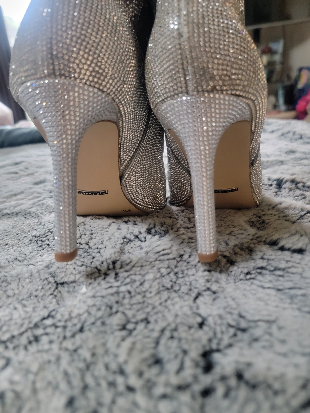 Gianni Bini Sparkling Silver Western Ankle Boots Sz 9 - Picture 5 of 8